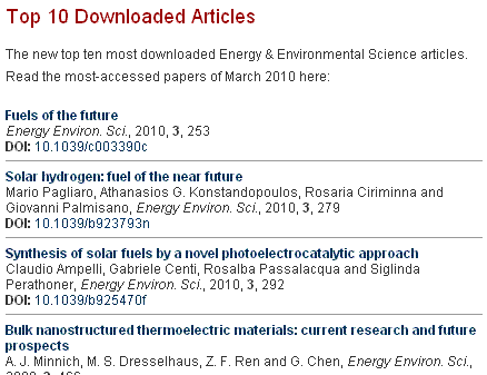 Most downloaded papers in March 2010, EES