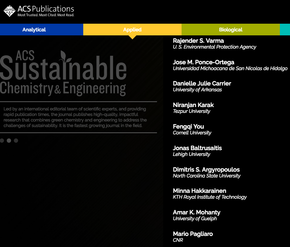ACS Sustainable Chemistry & Engineering Most Prolific Authors in first 4 Years