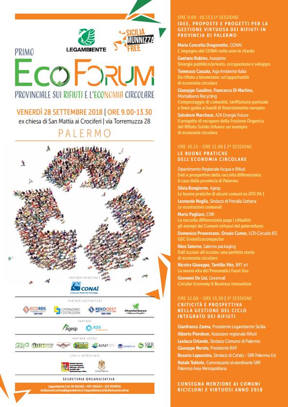 Ecoforum 2018 - il convegno organizzato da Legambiente Sicilia a Palermo il 28 Settembre 2018