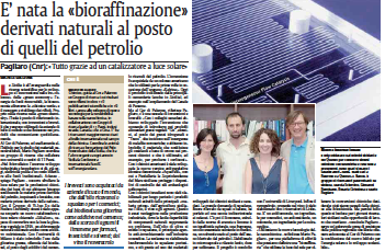 L'articolo dedicato il 21 Giugno 2014 da La Sicilia al team di Mario Pagliaro al CNR