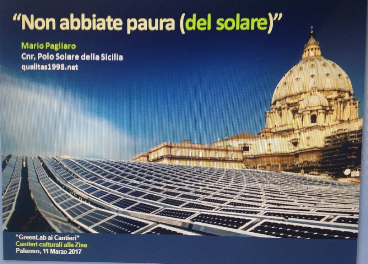 La presentazione di Mario Pagliaro al convegno di presentazione del GreenLab di Legambiente, Palermo 12 Marzo 2017