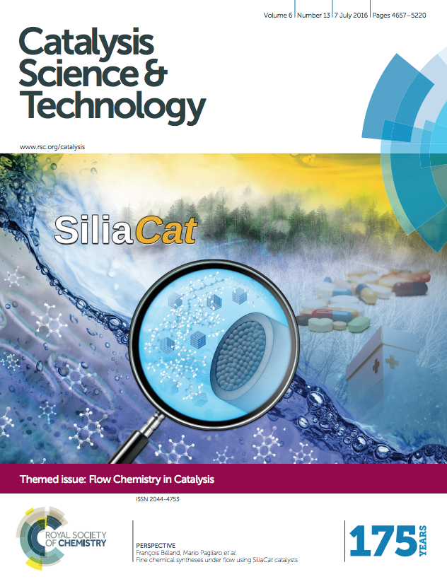 Catalysis Science
& Technology - Cover of issue 13, volume 6, 2016 dedicated to Mario Pagliaro's Lab work