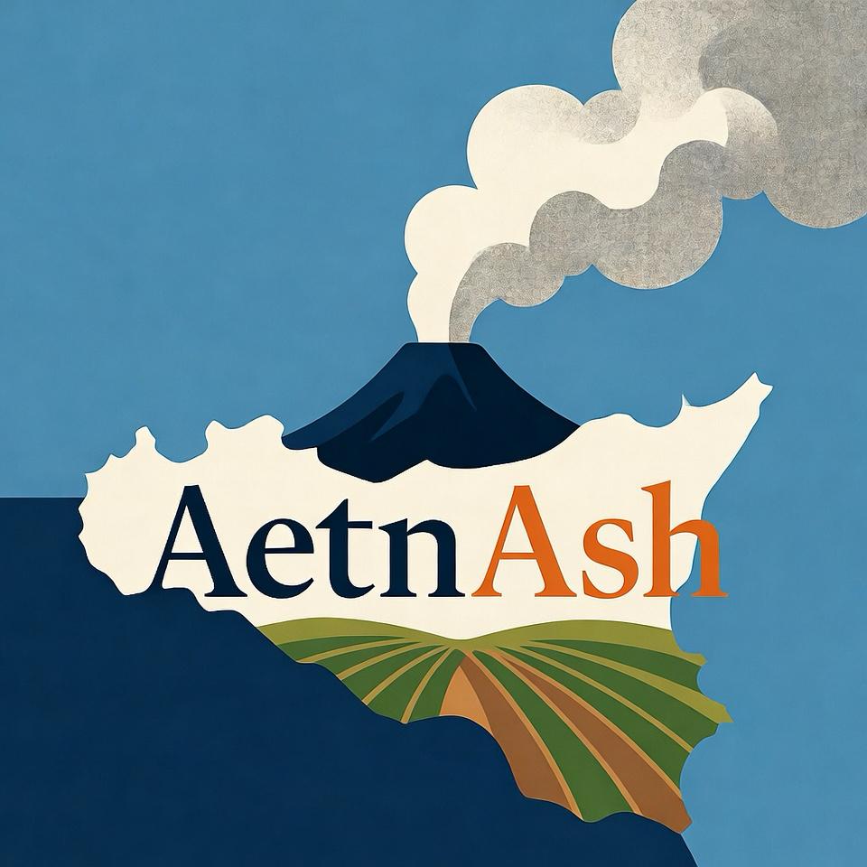 AetnAsh - Logo (gift of Mario
            Pagliaro's team at Italy's Research Council to Sicilian
            government)