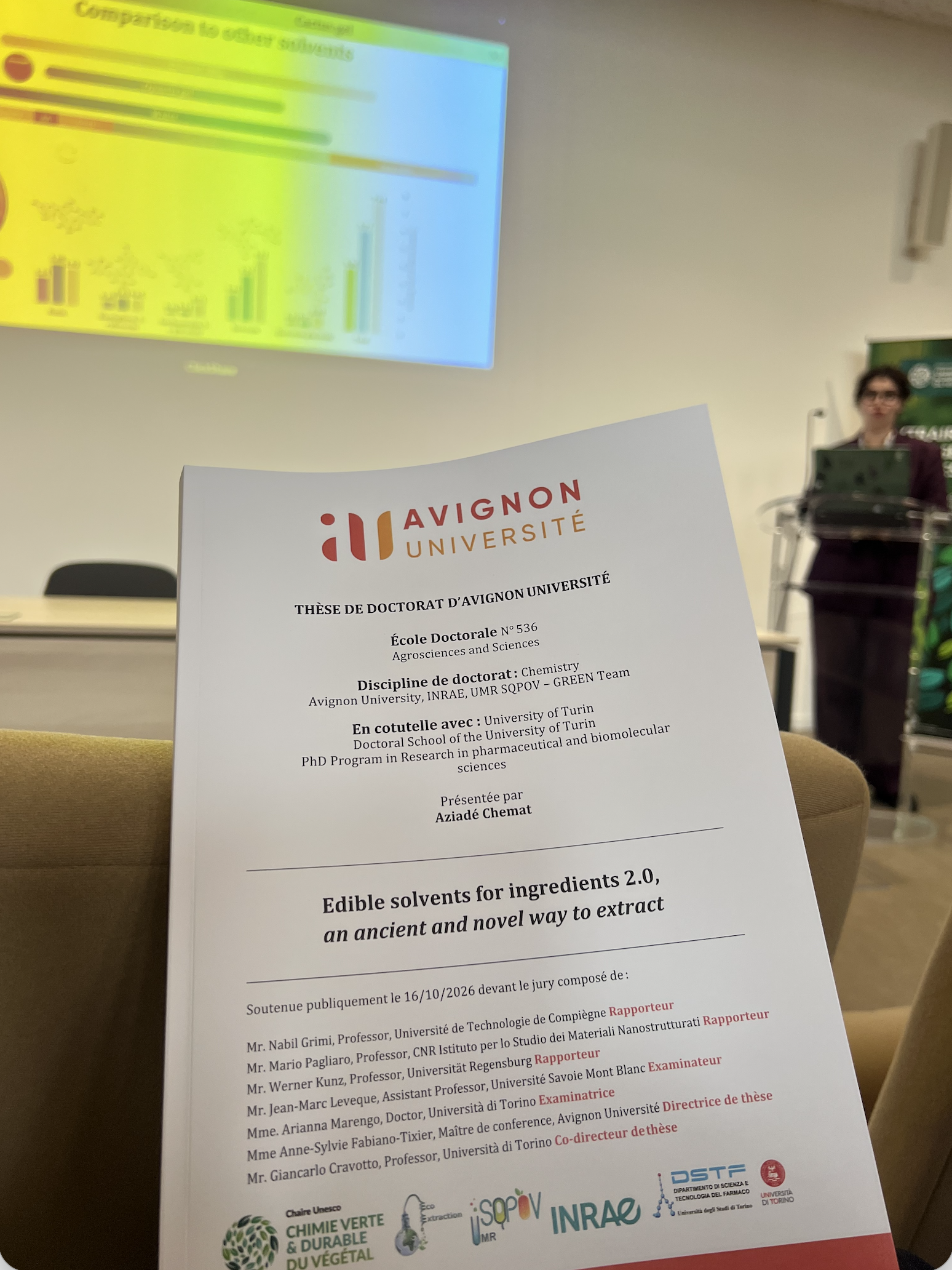 Aziadé Chemat defending
          her PhD thesis at INRAE, Avignon, October 16, 2026