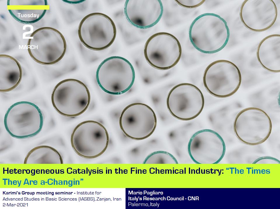 Dr Pagliaro delivers a lecture at IASBS, March 2, 2021