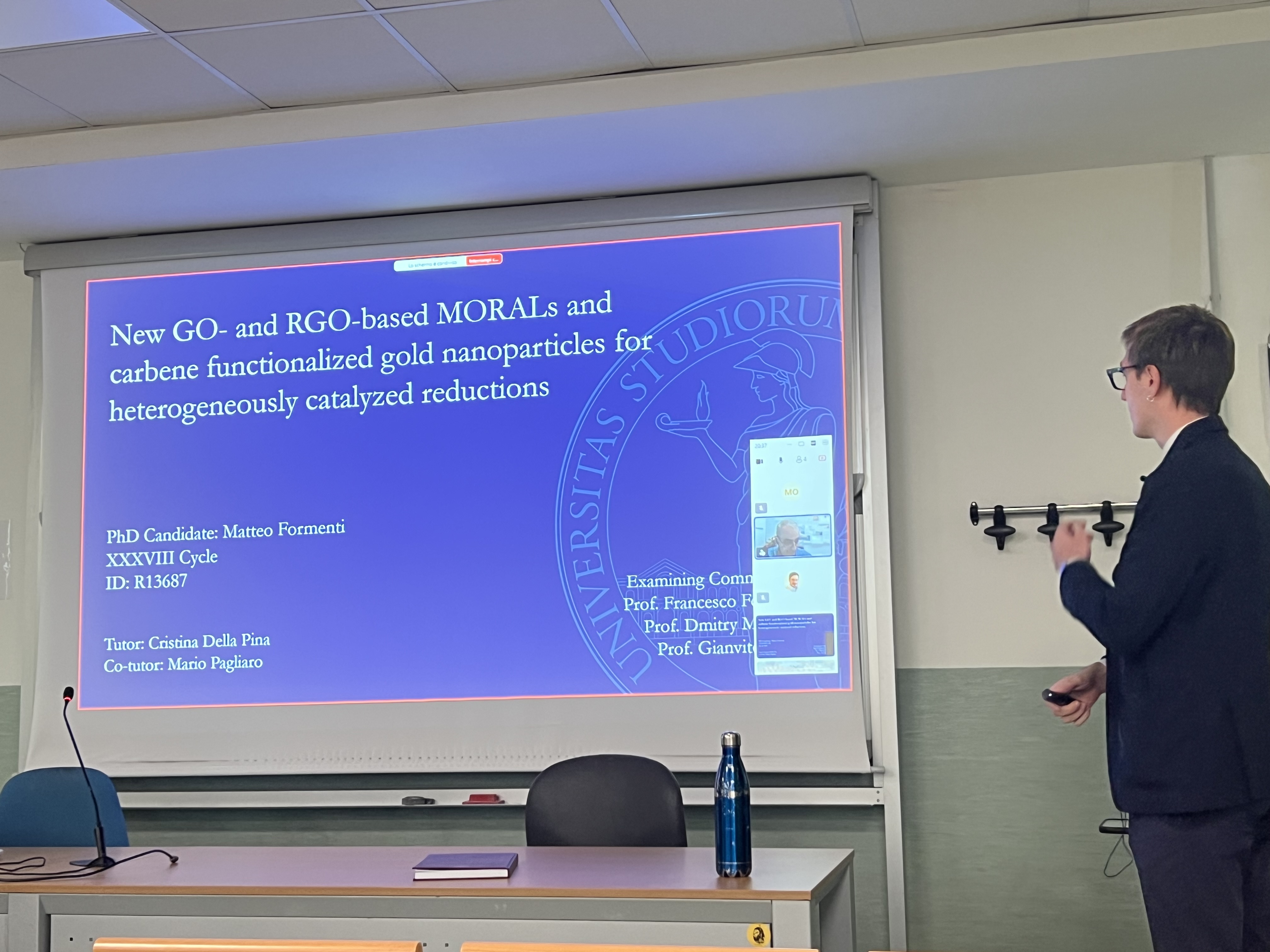 Matteo Formenti defending his
          PhD Thesis on March 31, 2026, at the University of Milan