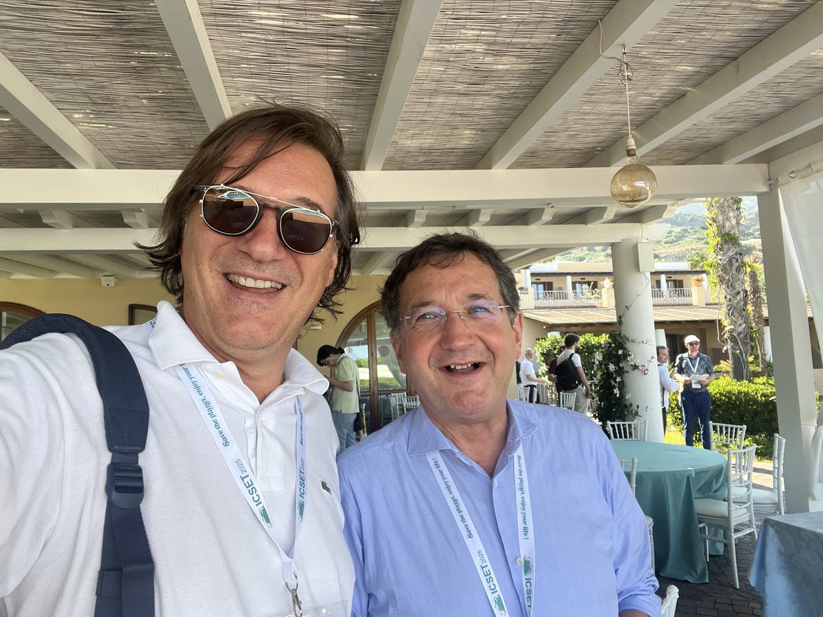 Mario Pagliaro and Enrico
          Tronconi at ICSET 2025, June 2025, Lipari, Sicily