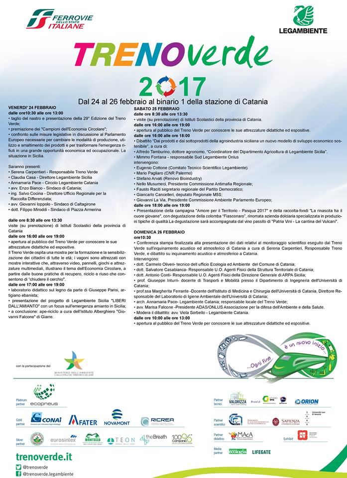 Treno Verde 2017 - Il programma della I tappa a Catania